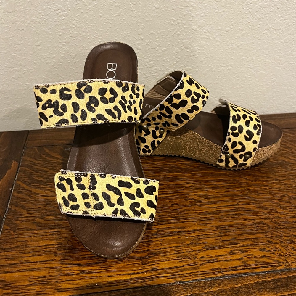 Cheetah print cork wedges